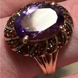 18K rose gold plated karis Moroccan rose stone ring with Mozambique garnet stone